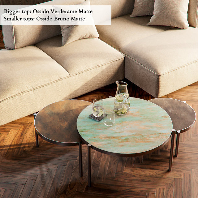 Round Nesting Coffee Tables With Sintered Stone Tops, TOOTo
