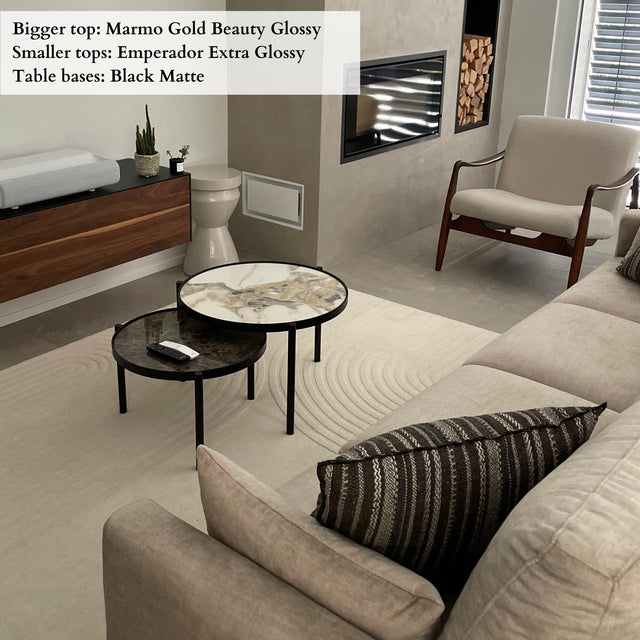 Round Nesting Coffee Tables With Sintered Stone Tops, TOOTo
