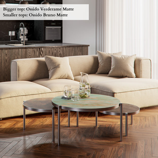 Round Nesting Coffee Tables With Sintered Stone Tops, TOOTo