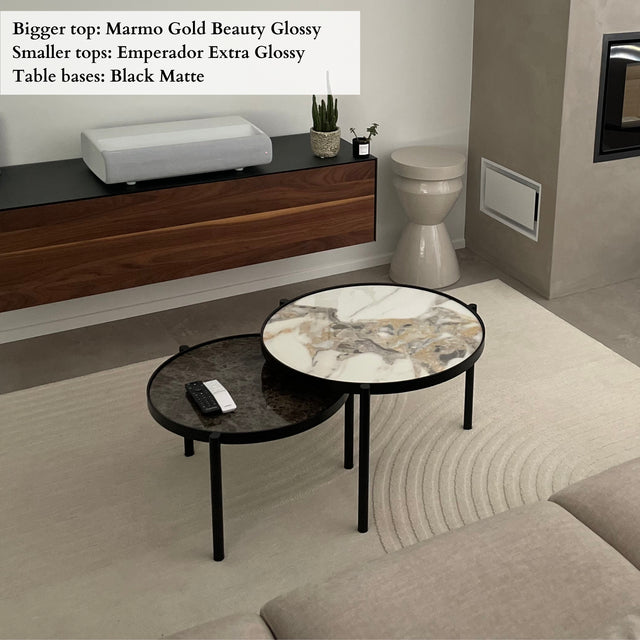Round Nesting Coffee Tables With Sintered Stone Tops, TOOTo