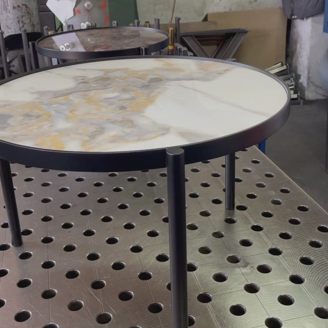 Round Nesting Coffee Tables With Sintered Stone Tops, TOOTo